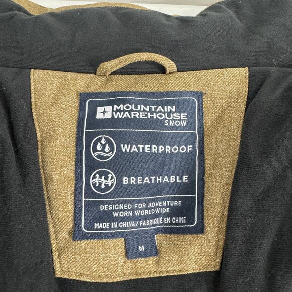 Mountain Warehouse Ski Jacket Mens Medium Tan Comet II Waterproof w/ Snow Skirt - Picture 12 of 16